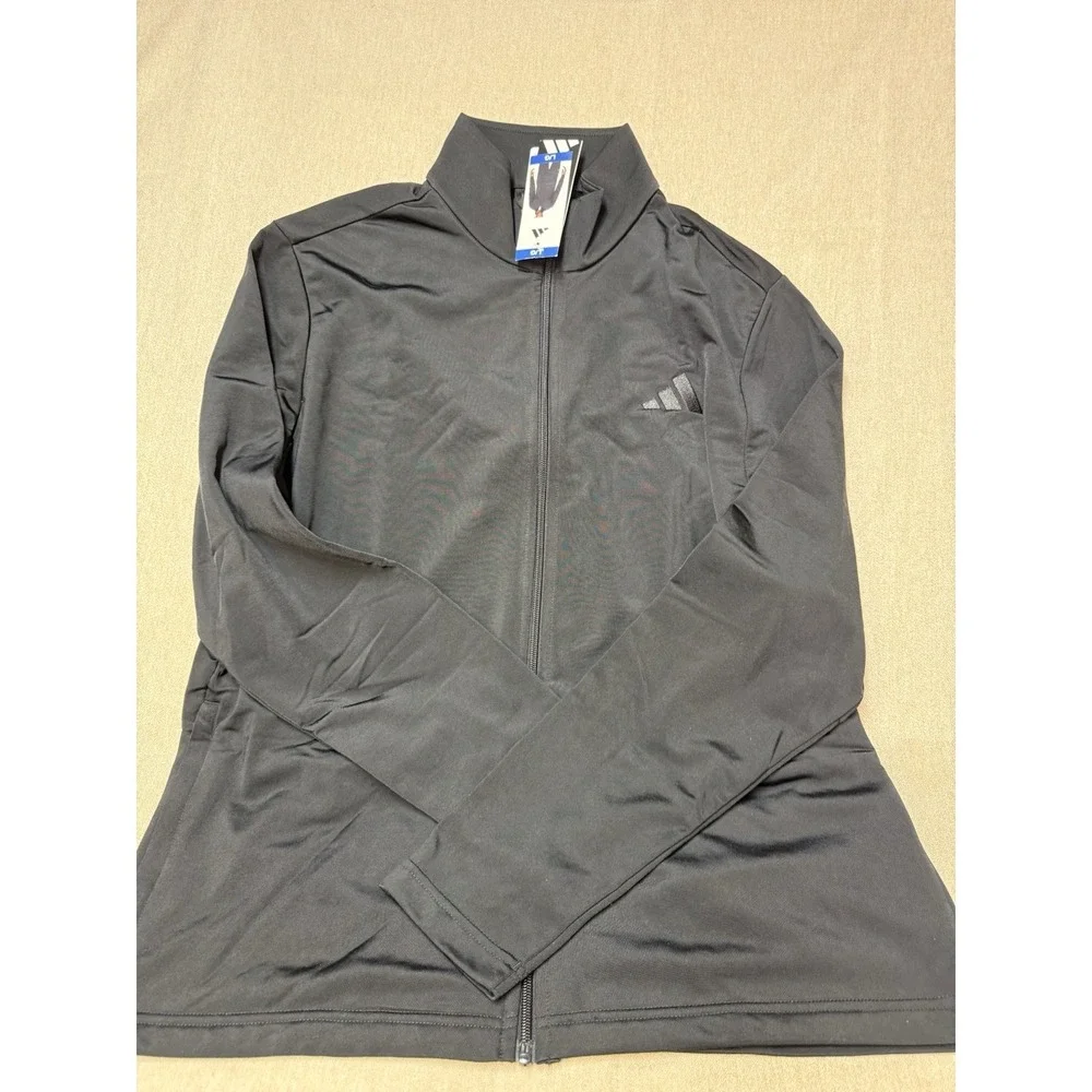 adidas Men's Black Track Jacket Zip Closure Long Sleeve L/G 100% Polyester